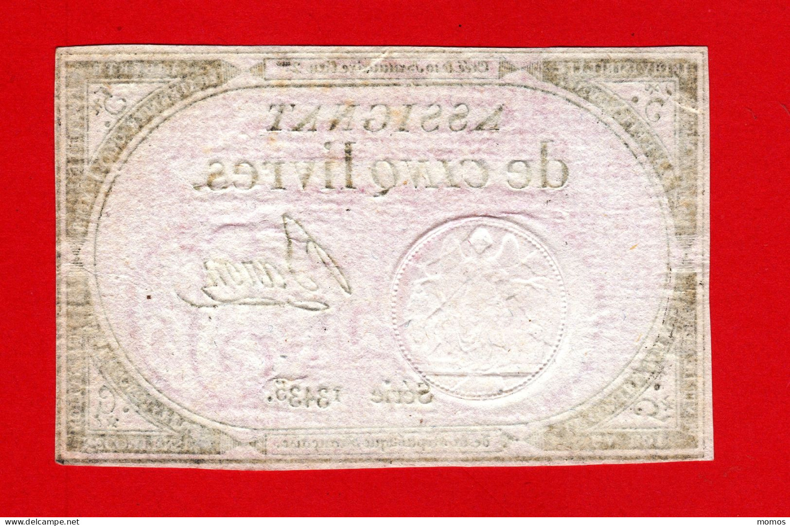 ASSIGNAT DE 5 LIVRES - 10 BRUMAIRE AN 2  (31 OCTOBRE 1793) - BARON - REVOLUTION FRANCAISE  C - Assignats & Mandats Territoriaux