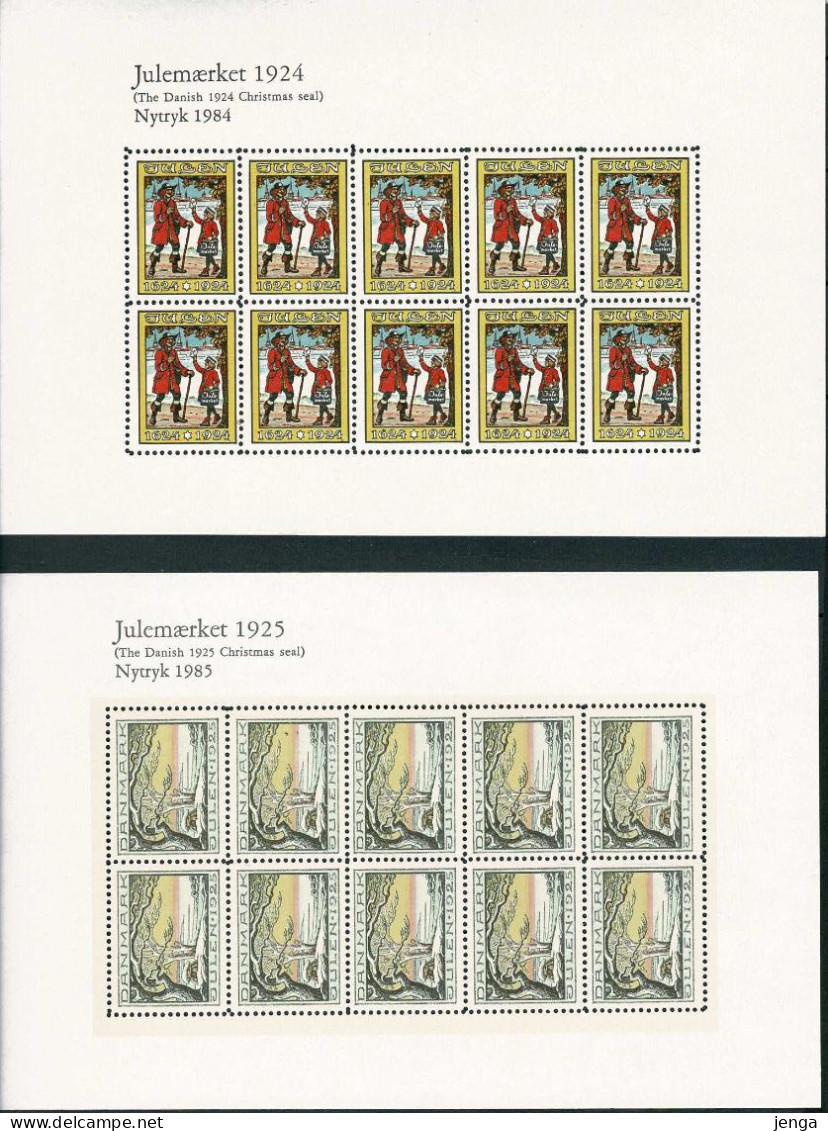Denmark; Christmas Seals 1924-1925; Reprint/Newprint Small Sheet With 10 Stanps.  MNH(**), Not Folded. - Essais & Réimpressions