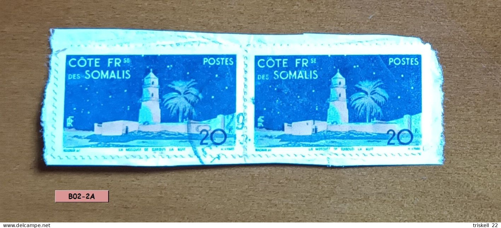 Côte Française Des Somalis : Mosquée De Djibouti La Nuit  (2 Timbres Oblitérés) - Somalie (1960-...)