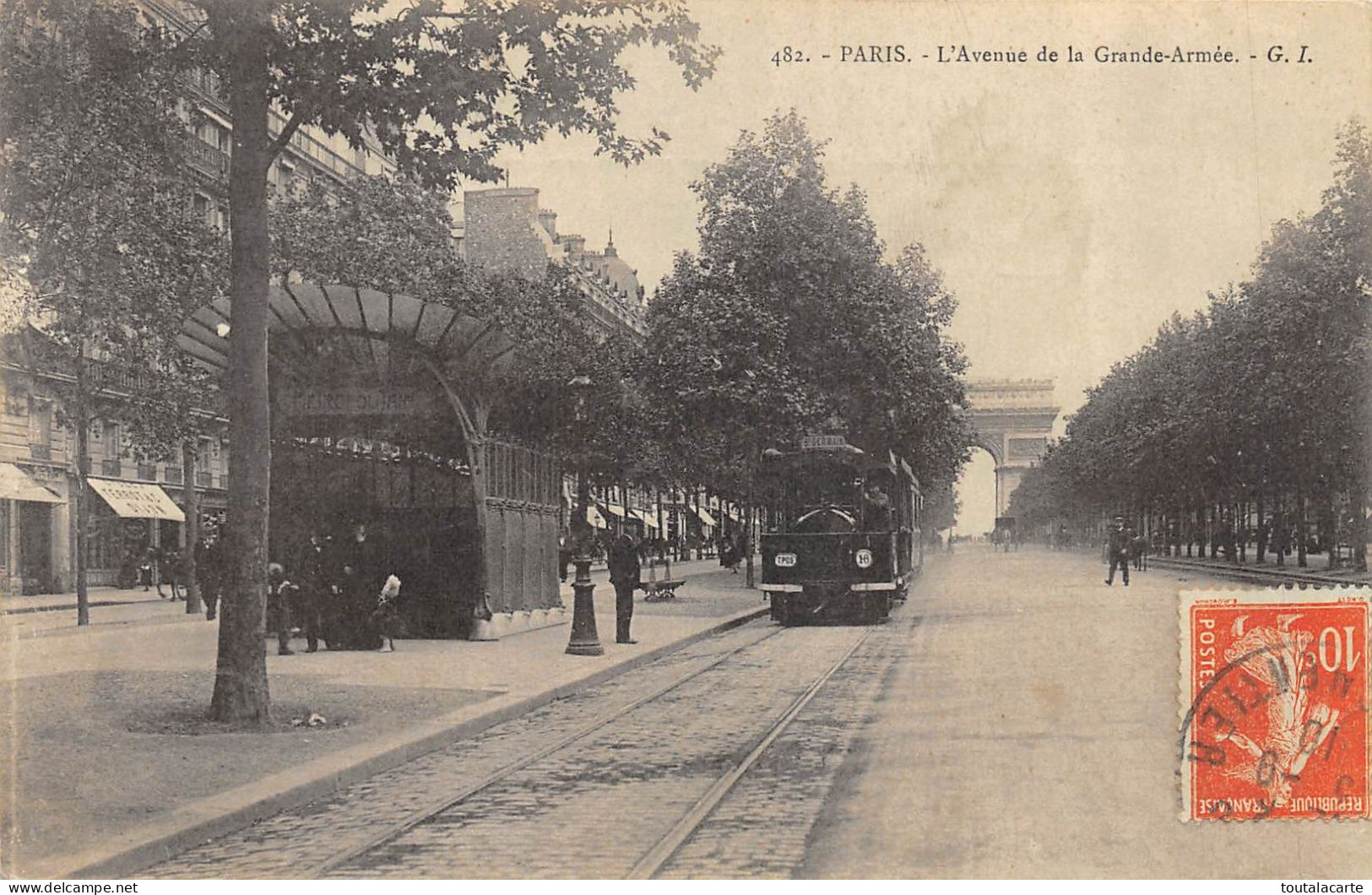 CPA 75 PARIS L AVENUE DE LA GRANDE ARMEE  Arrivée Du Tramway Voir Belle Bouche Du Métro   1910 - Transport Urbain En Surface