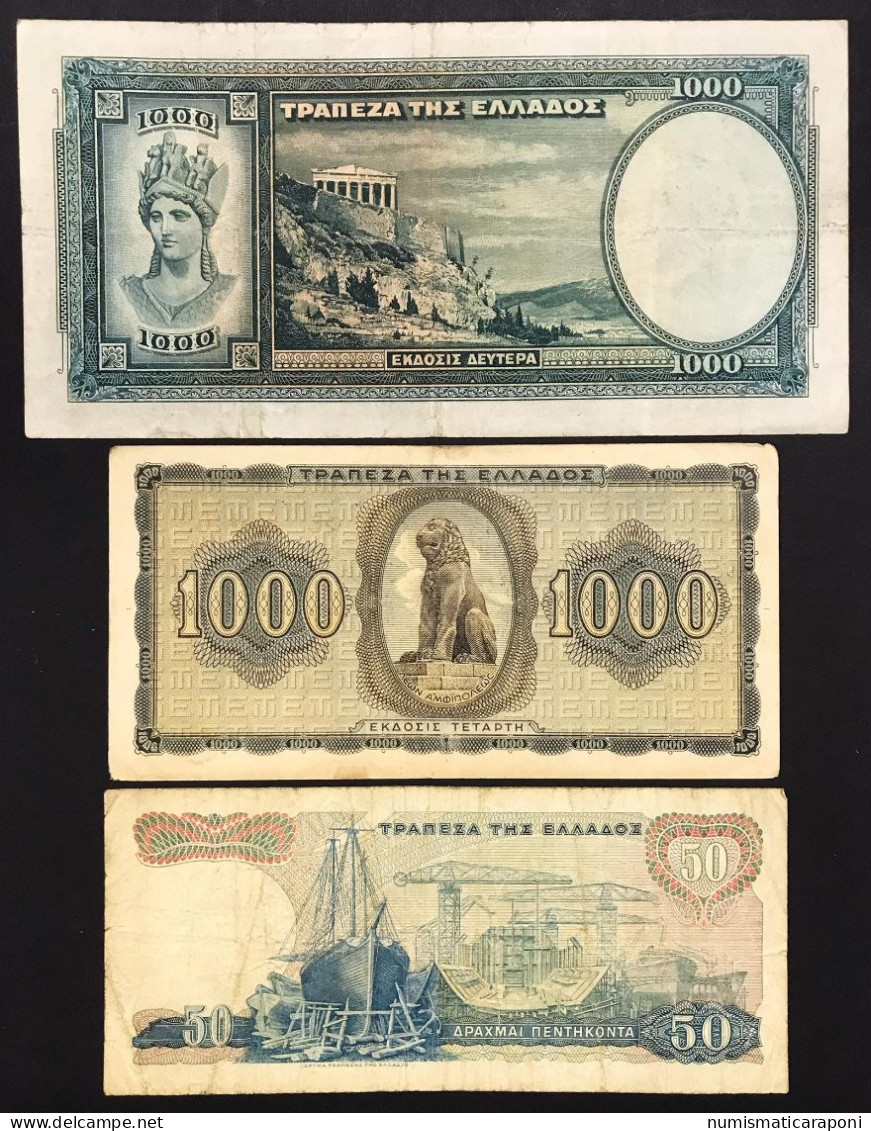 Grecia Greece 1000 Drachmai 1939 E 1942  + 50 1964  LOTTO 327 - Grèce