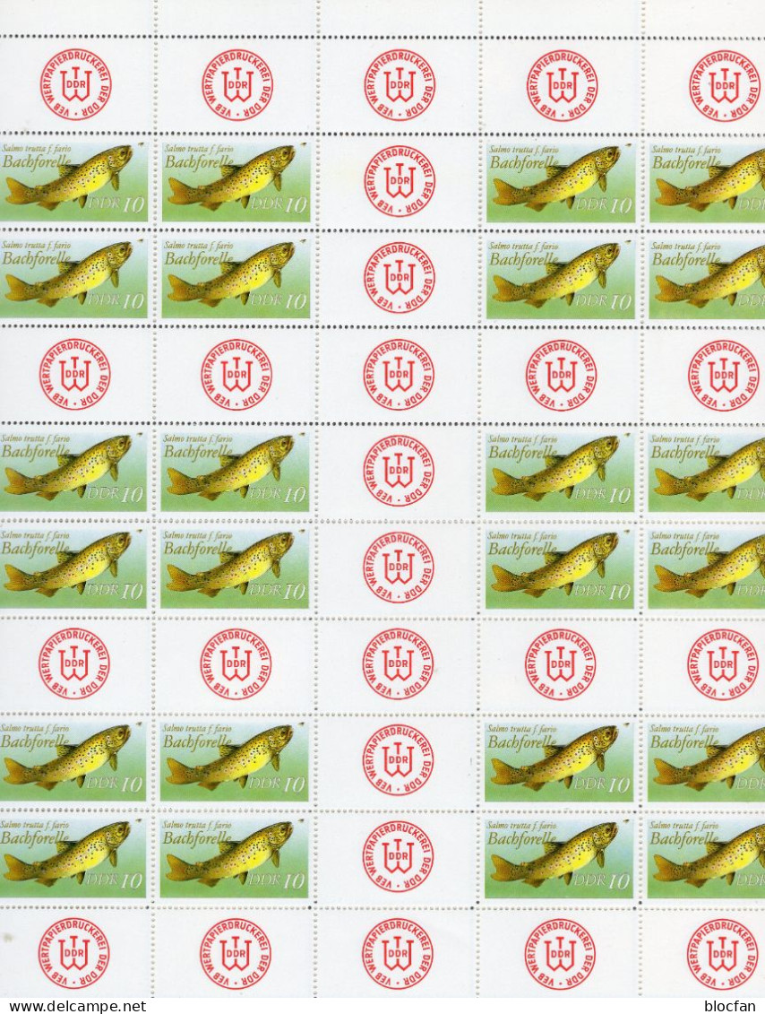 Forellen DDR 3096 MHB 19A ** 40€ Angeln Fischzucht 1988 Süßwasser-Fische Für Hefte Hoja Carnets Fish Sheetlet Bf Germany - Markenheftchen