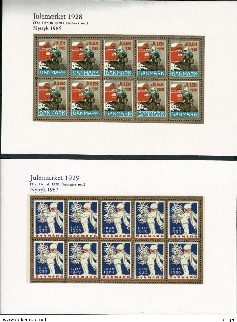 Denmark; Christmas Seals 1928-1929; Reprint/Newprint Small Sheet With 10 Stanps.  MNH(**), Not Folded. - Probe- Und Nachdrucke