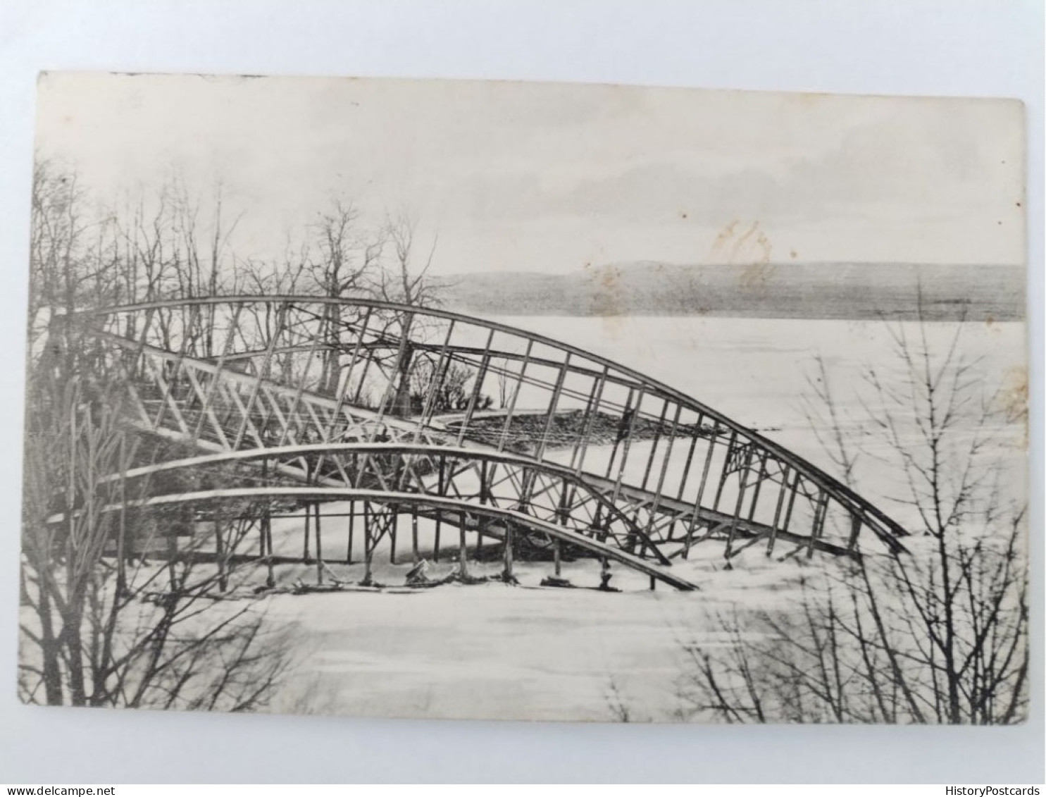 Irlich B. Neuwied, Einsturz Der Eisenbahnbrücke Im Februar 1909 Bei Hochwasser. - Neuwied