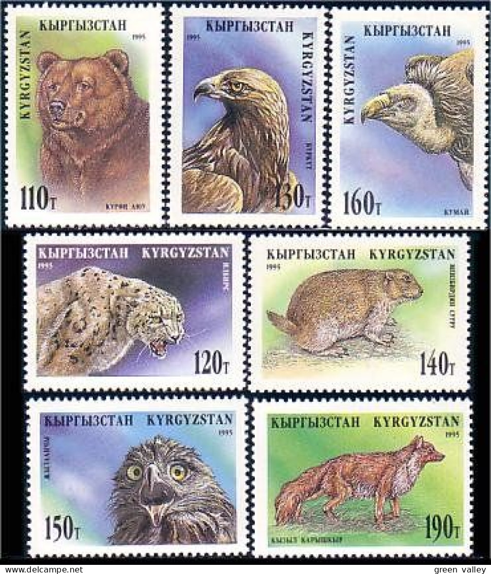 558 Kirghizistan Leopard Des Neiges Snow Leopard Bear Ours Vautour Vulture Castor Beaver MNH ** Neuf SC (KYR-4b) - Rongeurs