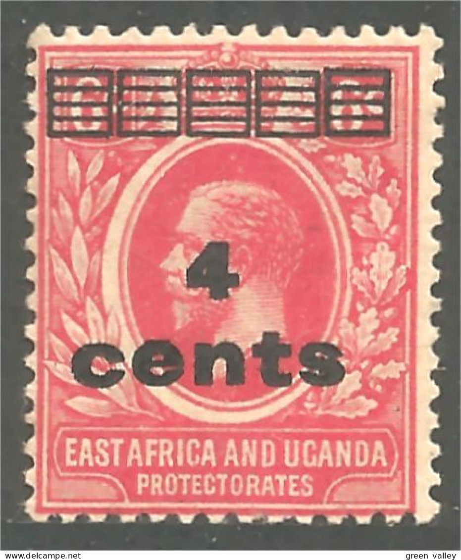 554 East Africa Uganda Protectorates 1919 George V Surcharge 4 Cents (KUT-79) - Protectorados De África Oriental Y Uganda