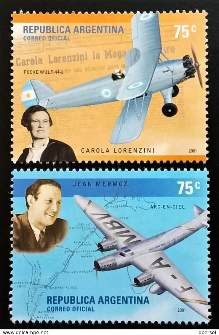 Argentina 2001 Aviation Personalities Complete Set MNH - Unused Stamps