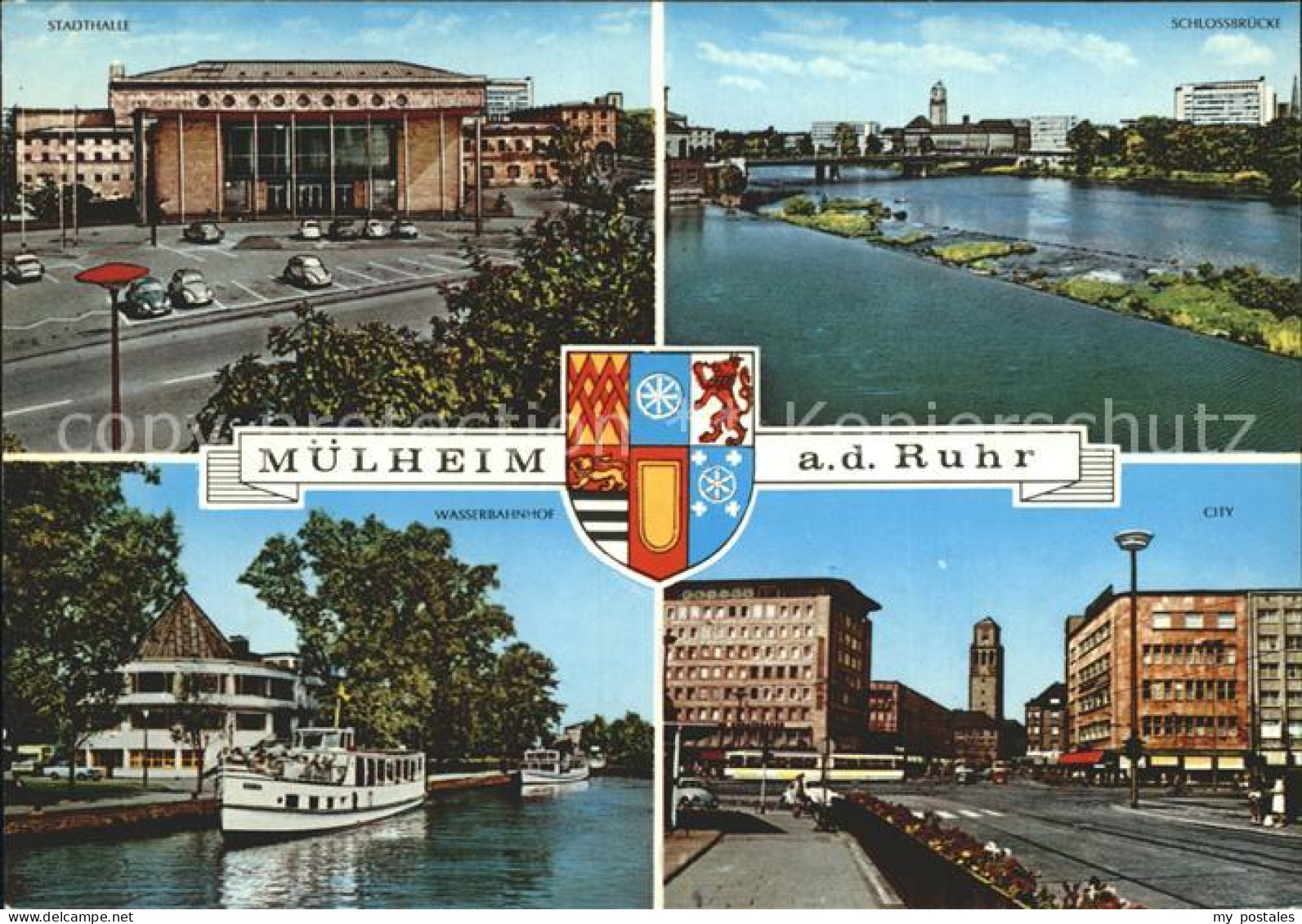 72257774 Muelheim Ruhr Stadthalle Schlossbruecke City Wasserbahnhof Wappen Muelh - Muelheim A. D. Ruhr