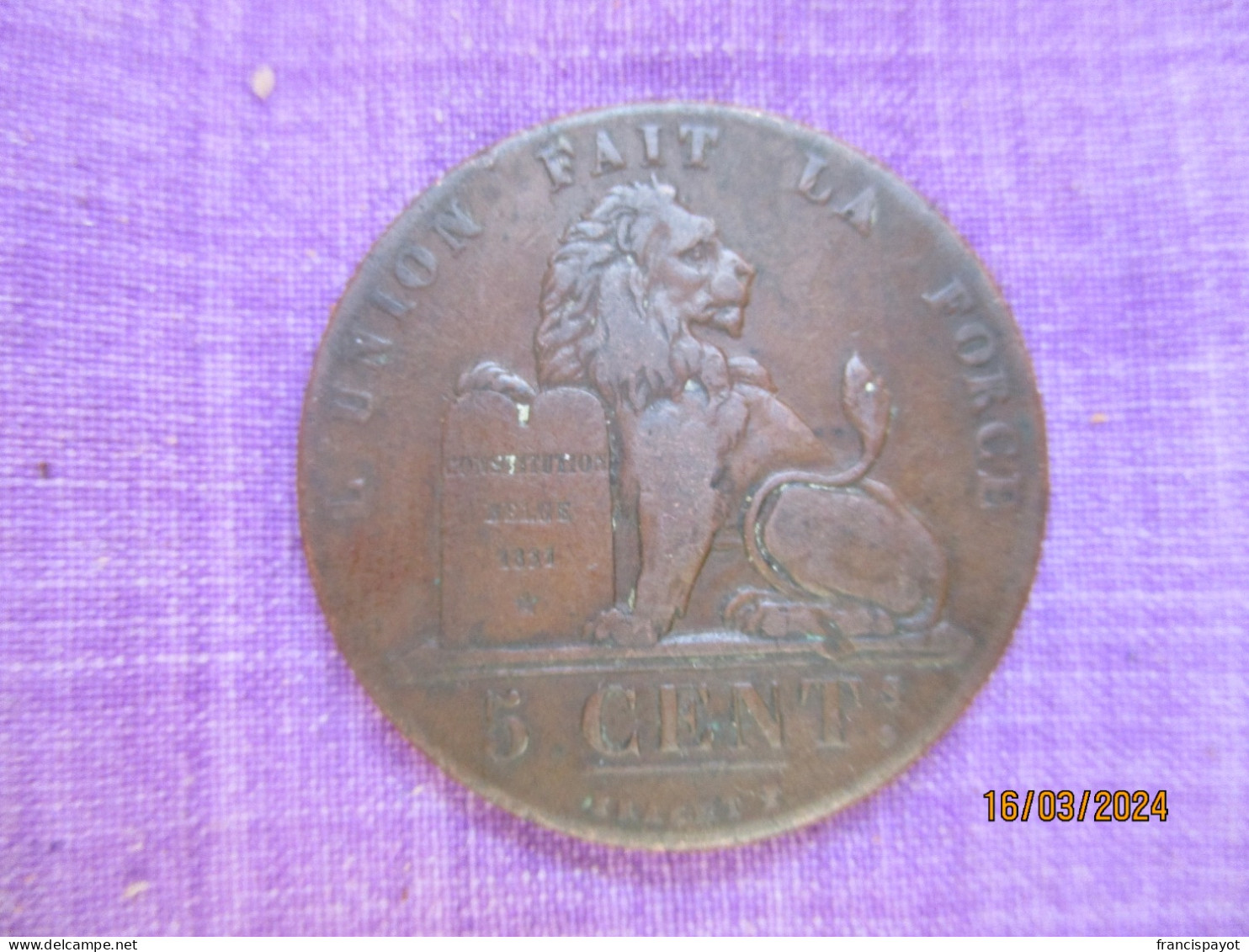 Belgique: 5 Centimes 1833 (français) - 5 Cent