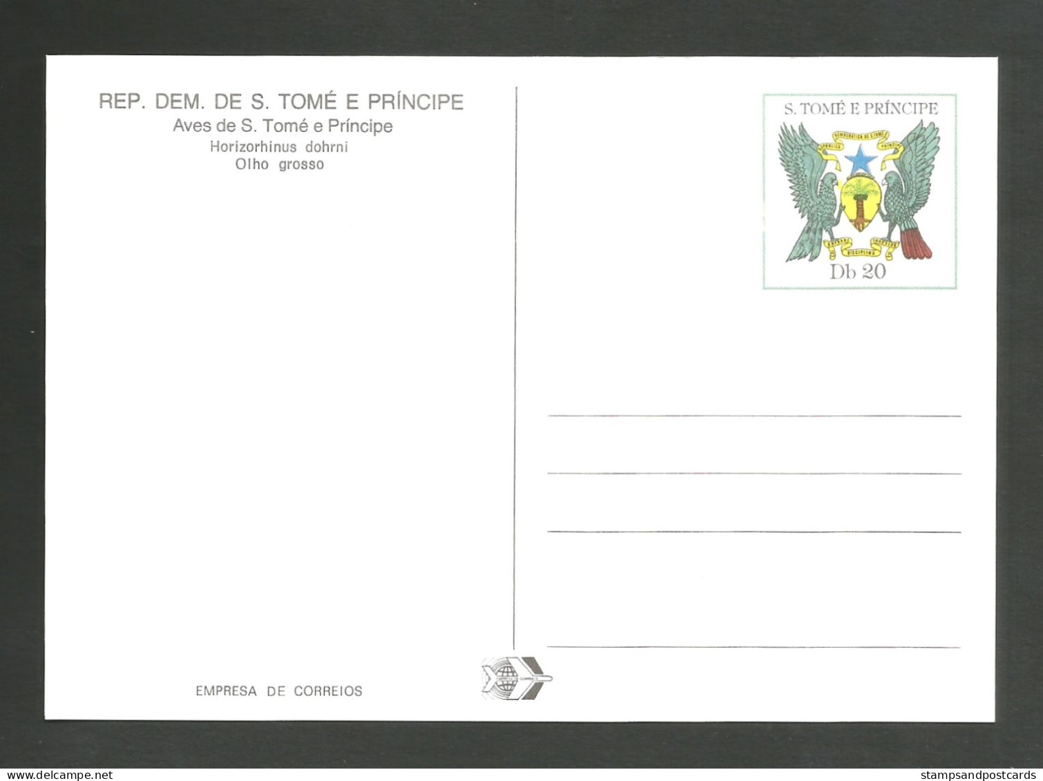 Oiseau Sylvia Dohrni Carte Entier Postal Sao Tome Et Principe 1983 Bird Postal Stationery St Thomas & Principe - Zangvogels