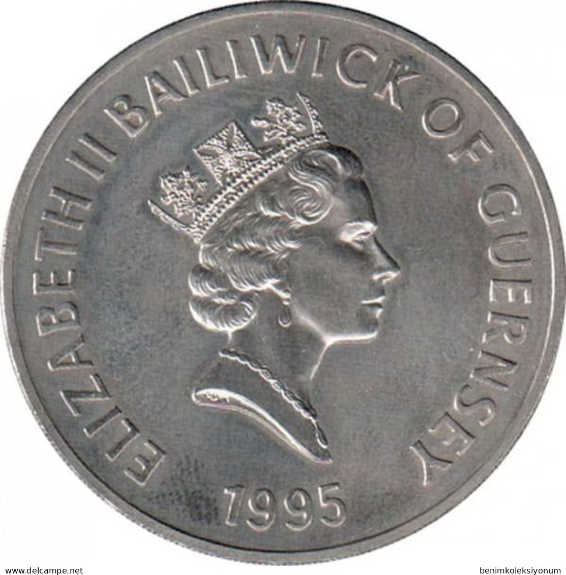 Guernsey 5 Pounds, 1995 UNC RARE Commemorative 95th Anniversary - Birth Of Queen Mother - Guernesey