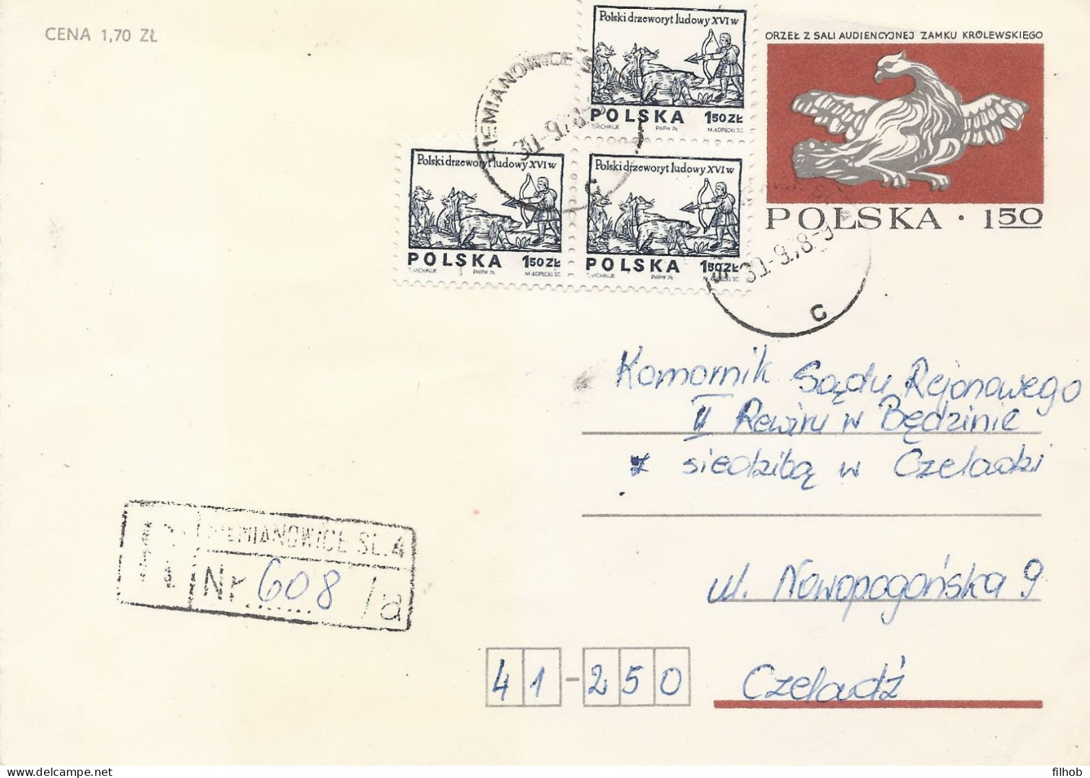 Poland Envelope Used Ck 62 S.77.XII.05: Royal Castle Eagle (postal Circulation Siemianowice) - Stamped Stationery