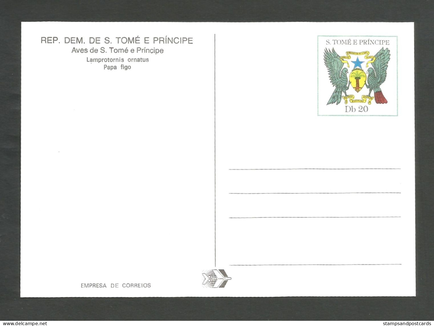 Oiseau Choucador De Principé Entier Postal Sao Tome Et Principe 1983 Bird Principe Starling Postal Stationery St Thomas - Pájaros Cantores (Passeri)