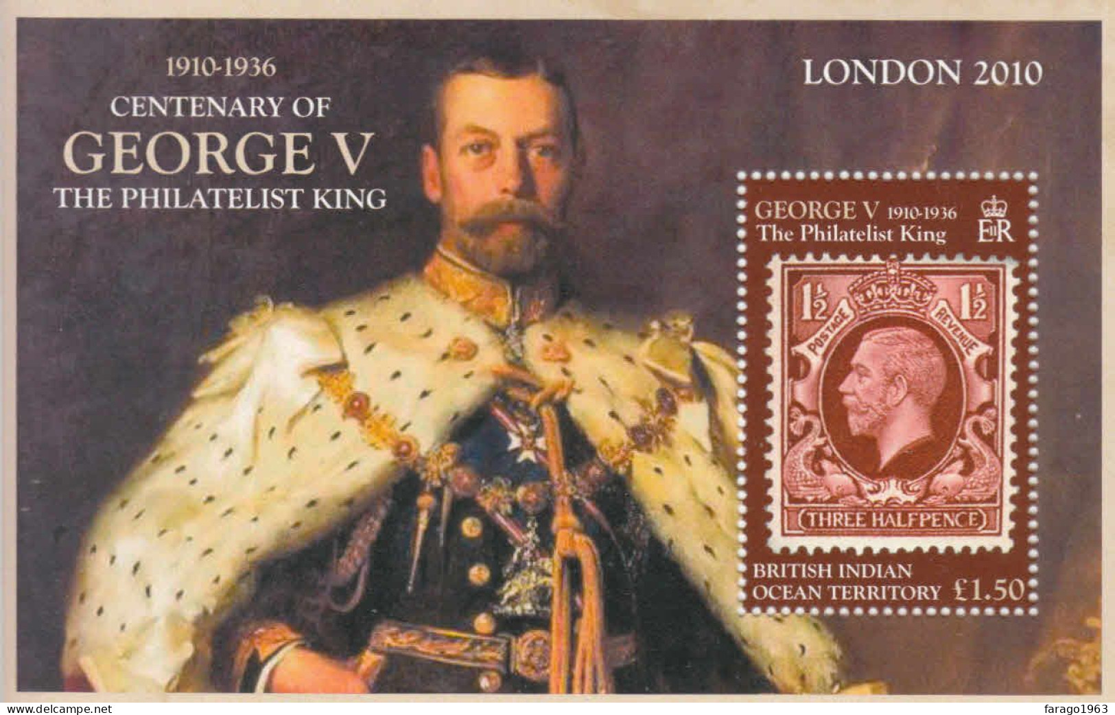 2010 British Indian Ocean Territory King George V Souvenir Sheet  MNH - Britisches Territorium Im Indischen Ozean