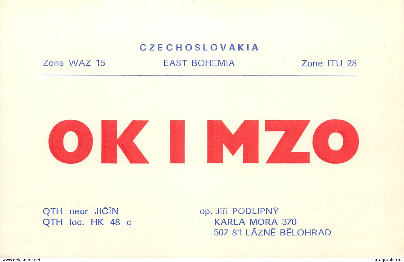 QSL Card Czechoslovakia Radio Amateur Station OK1MZO Y03CD 1983 - Radio Amateur