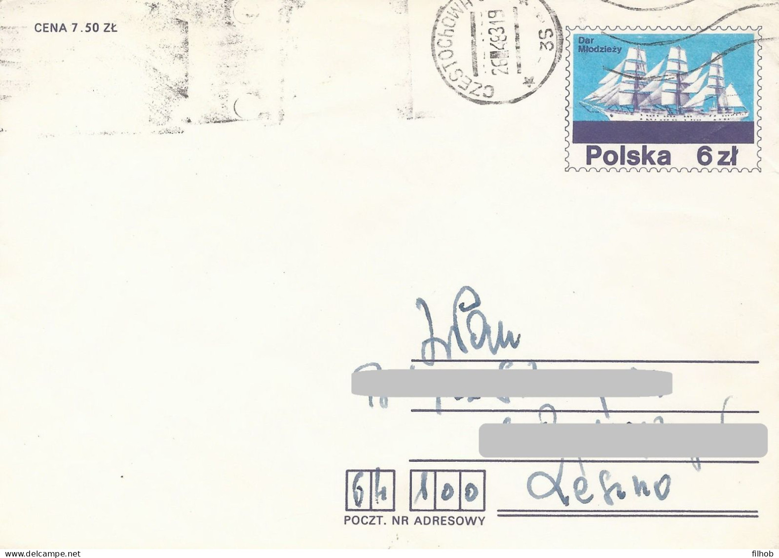Poland Envelope Used Ck 69.07: Dar Mlodziezy Yacht (postal Circulation Czestochowa) - Stamped Stationery