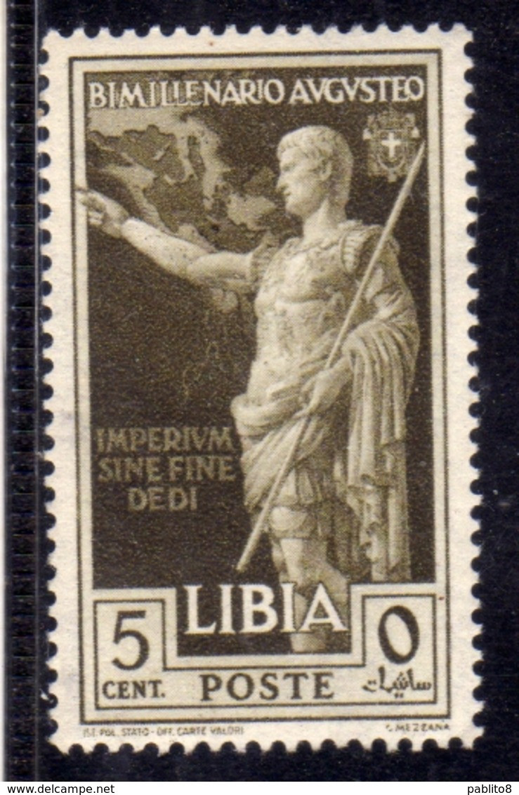 COLONIE ITALIANE LIBIA 1938 AUGUSTO BIMILLENARIO AUGUSTEO CENT. 5c MNH - Italiaans Oost-Afrika