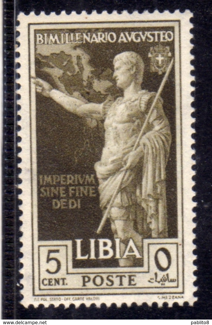 COLONIE ITALIANE LIBIA 1938 AUGUSTO BIMILLENARIO AUGUSTEO CENT. 5c MNH - Africa Oriental Italiana