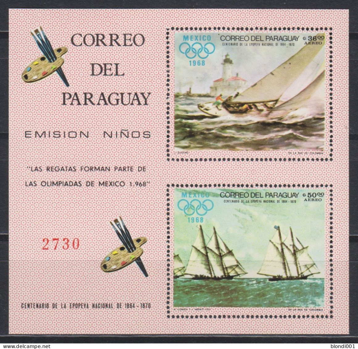 Olympics 1968 - Sailing - PARAGUAY - S/S MNH - Verano 1968: México