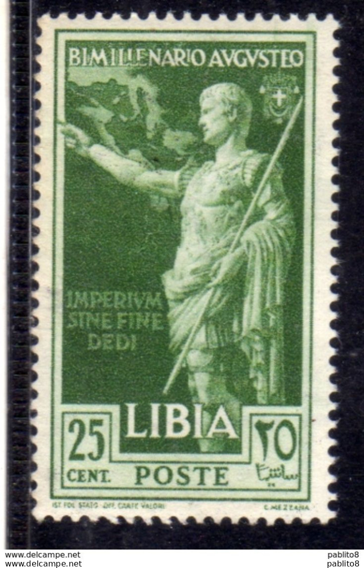 COLONIE ITALIANE LIBIA 1938 AUGUSTO BIMILLENARIO AUGUSTEO CENT. 25c MNH - Italienisch Ost-Afrika