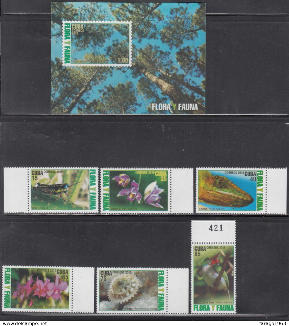 2010 Cuba Flora & Fauna Flowers Insects Snakes Trees Complete Set Of 6 +souvenir Sheet   MNH - Unused Stamps