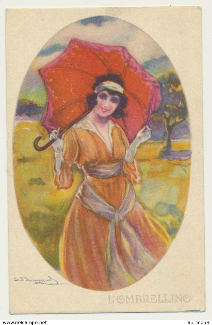 Carte Fantaisie Femme - Ombrelle  - Mode - Illustrateur Signé BOMPARD - Bompard, S.