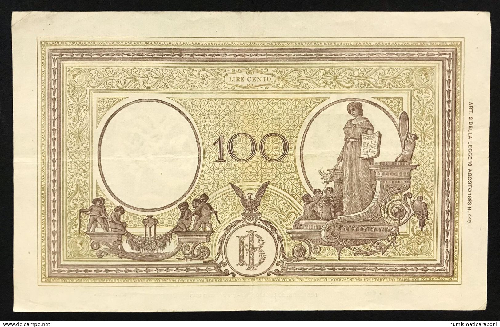 100 Lire Grande B ( B.I.) 23 08 1943 Bel Biglietto Bb Naturale Con Otttimi Colori   LOTTO 446 - 100 Lire