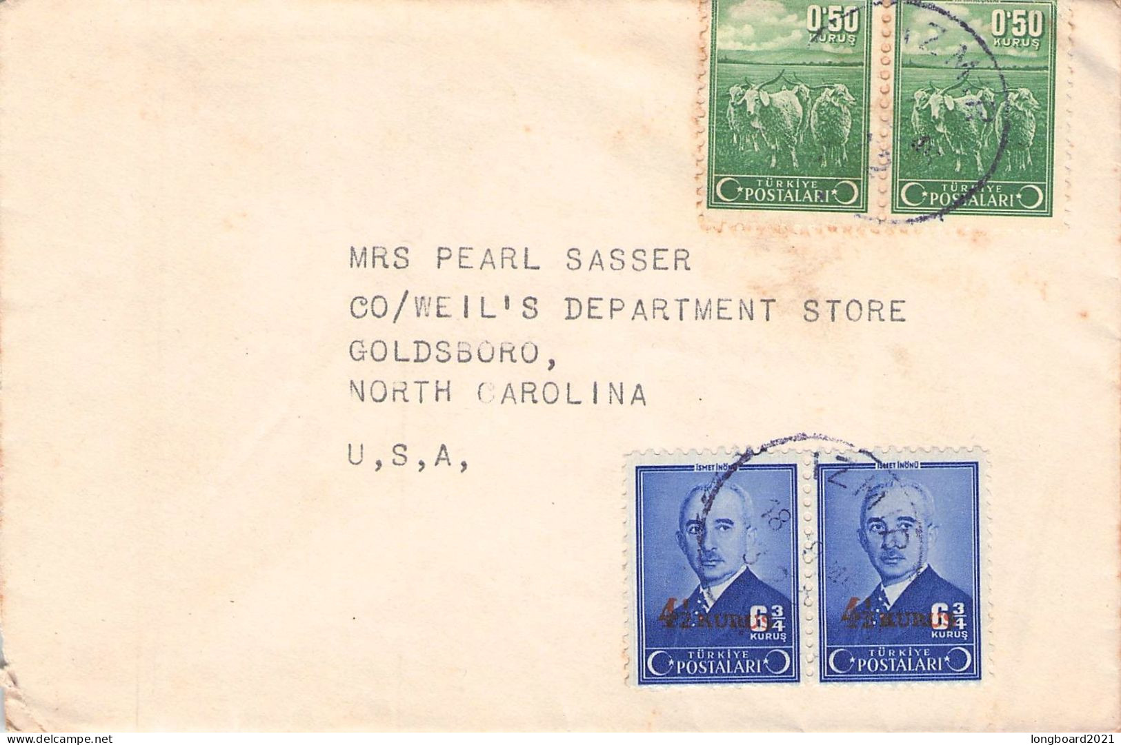 TURKEY - MAIL IZMIR > USA / 7013 - Storia Postale