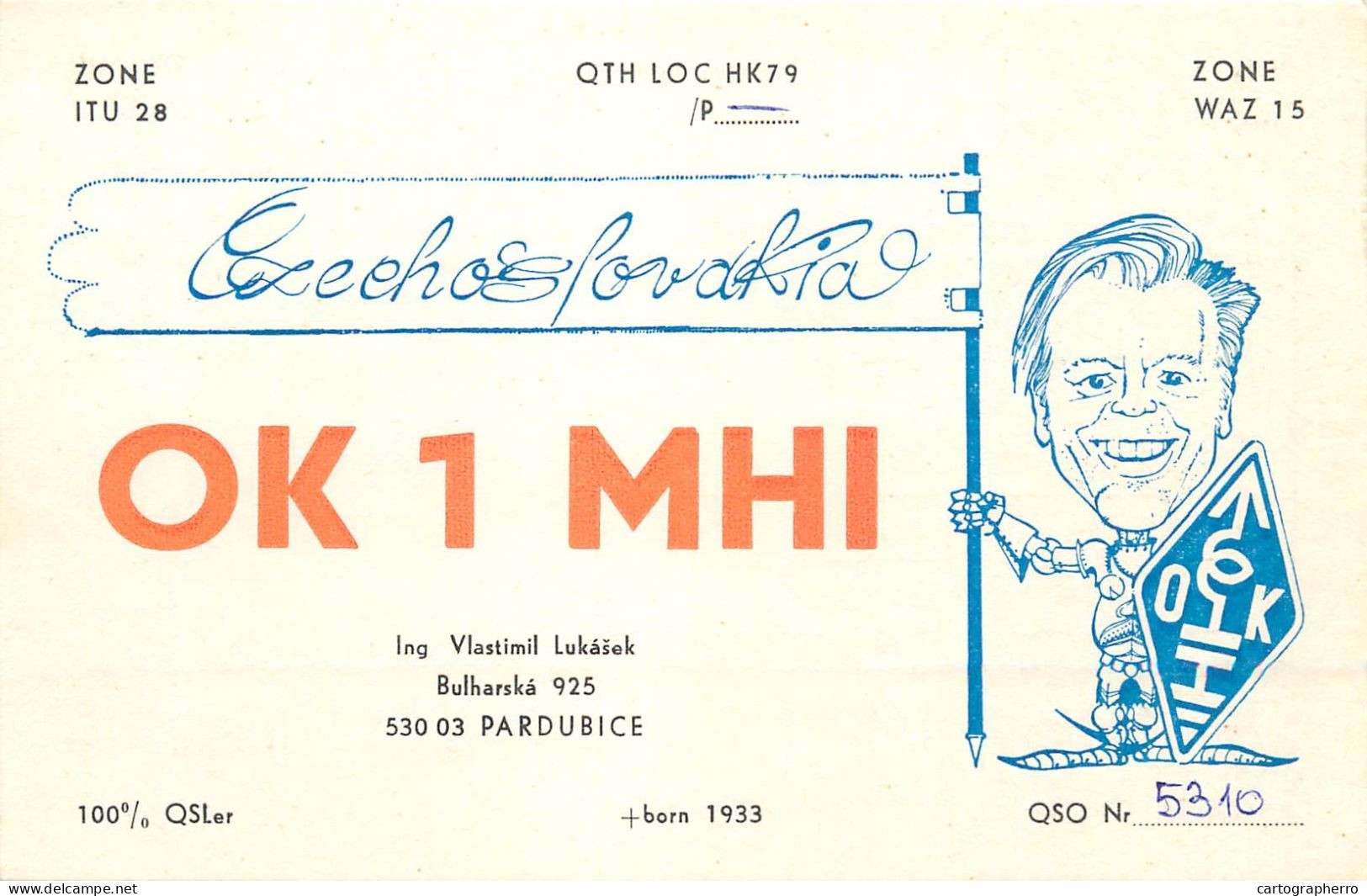 QSL Card Czechoslovakia Radio Amateur Station OK1MHI Y03CD 1984 Vlasta - Radio Amateur