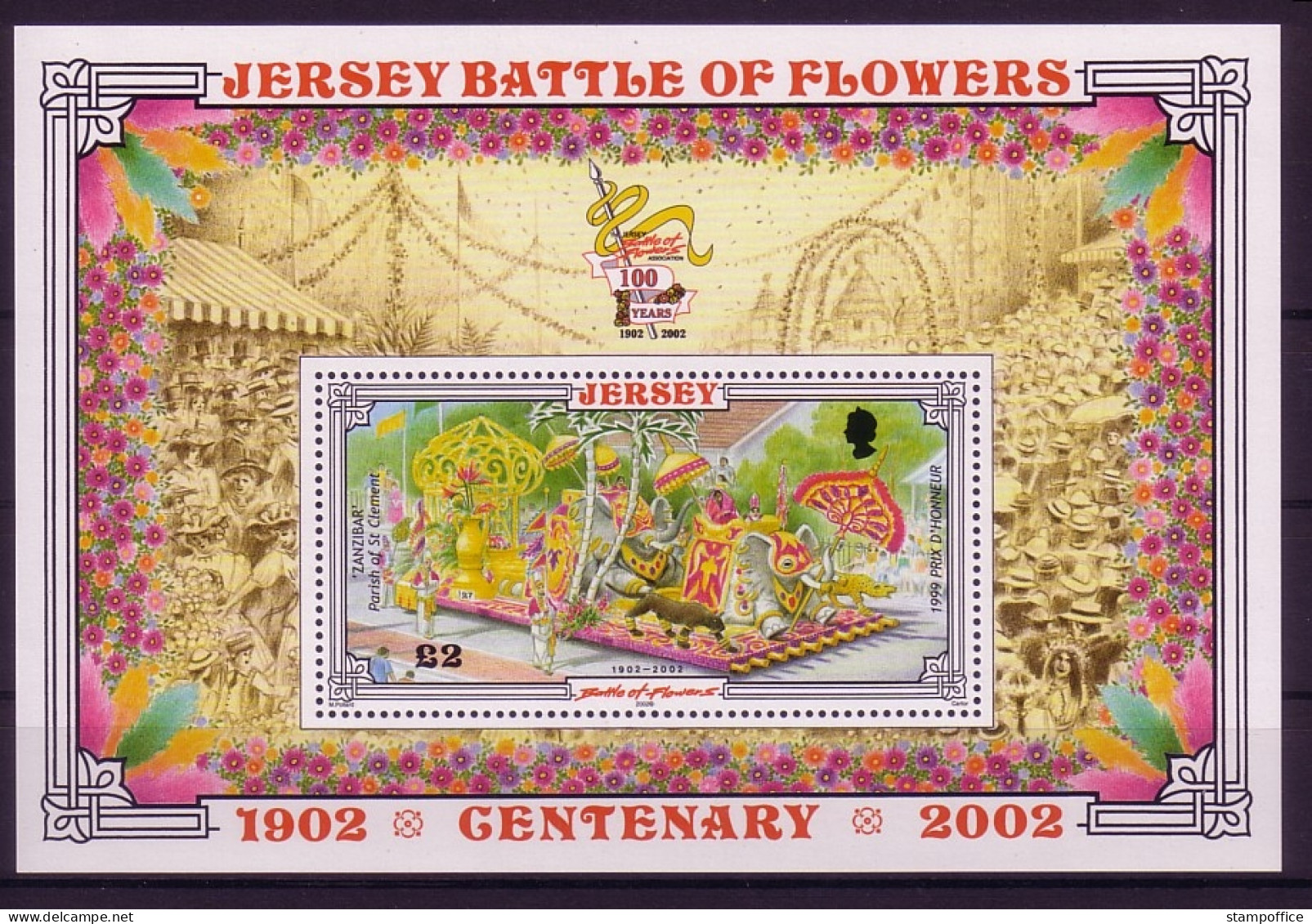 JERSEY BLOCK 33 POSTFRISCH(MINT) 100 JAHRE BLUMENFEST 2002 - Jersey