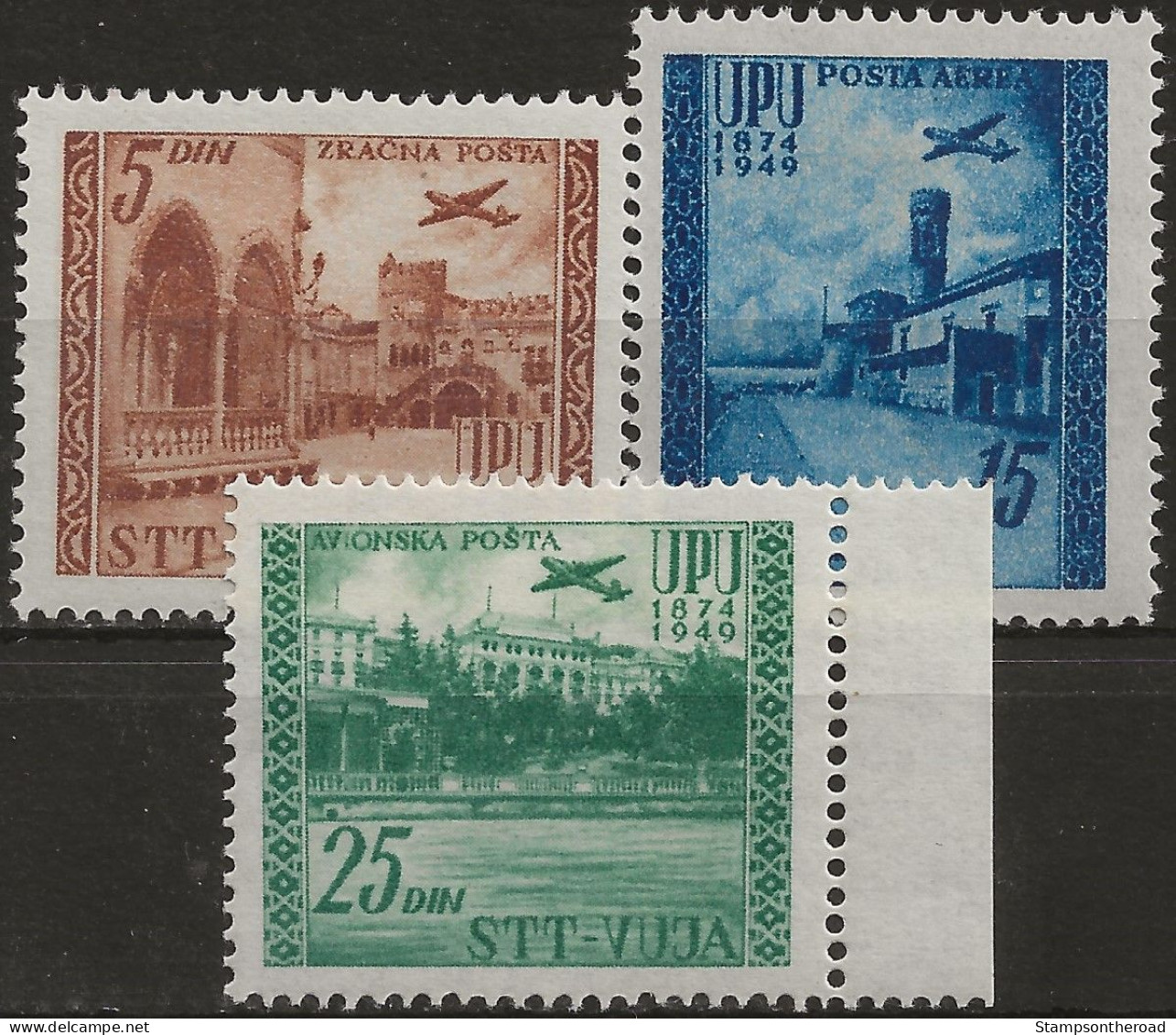 TZBA17-19L - 1952 Trieste Zona B, Sass. Nr. 17/19 Posta Aerea, Serie Cpl. Di 3 Francobolli Nuovi Con Linguella */ - Airmail