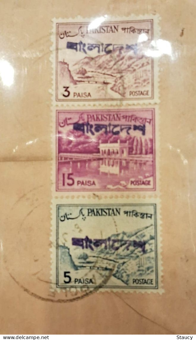PAKISTAN BANGLADESH 1972 REGISTERED MULTIPLE overprint FRANKING COVER Benapole to Serampore INDIA as per scan