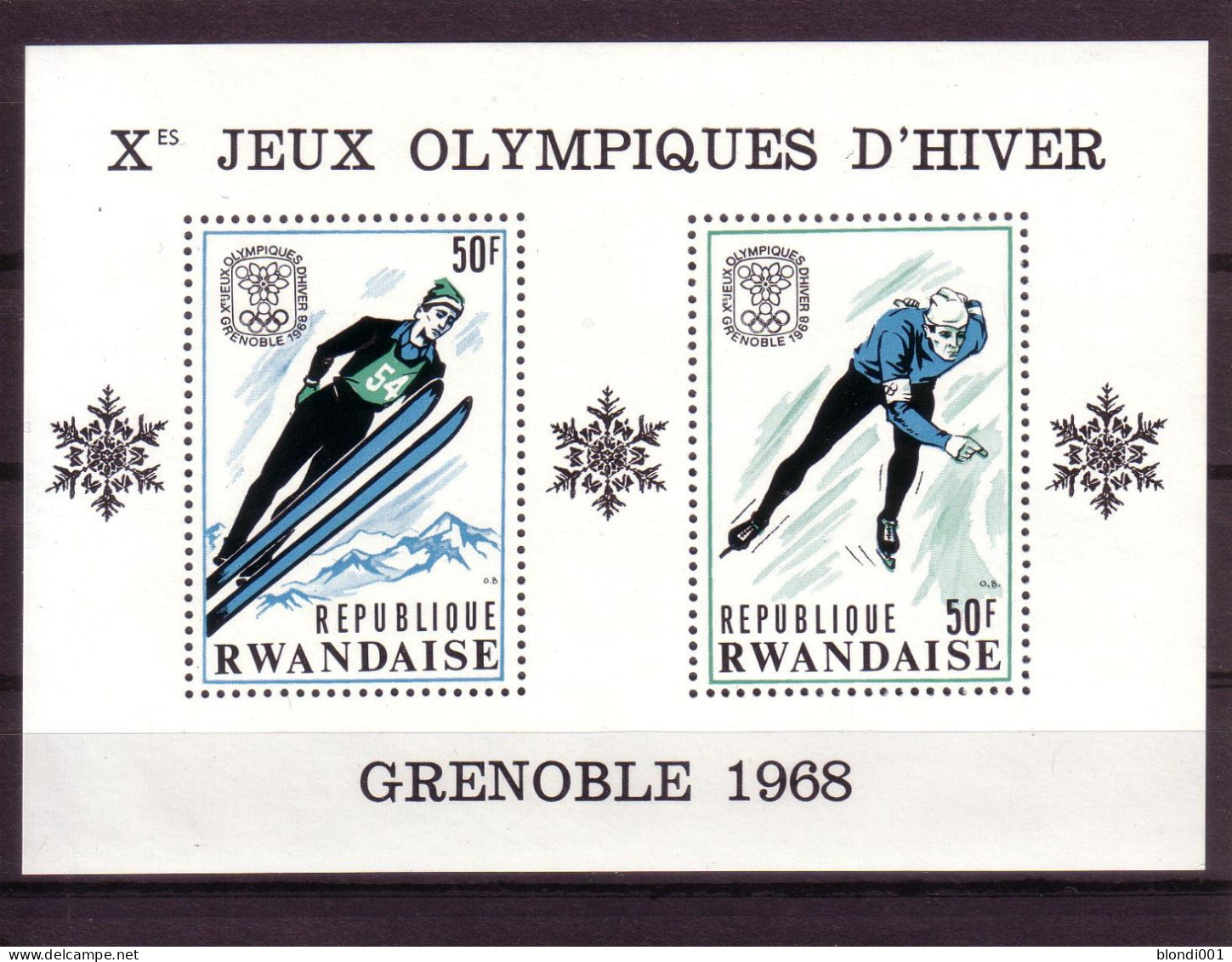 Olympics 1968 - Ski Jump - RWANDA - Sheet MNH - Hiver 1968: Grenoble