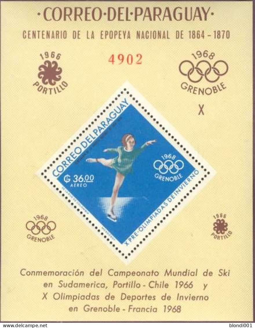 Olympics 1968 - Figure Skate - PARAGUAY - S/S MNH - Hiver 1968: Grenoble