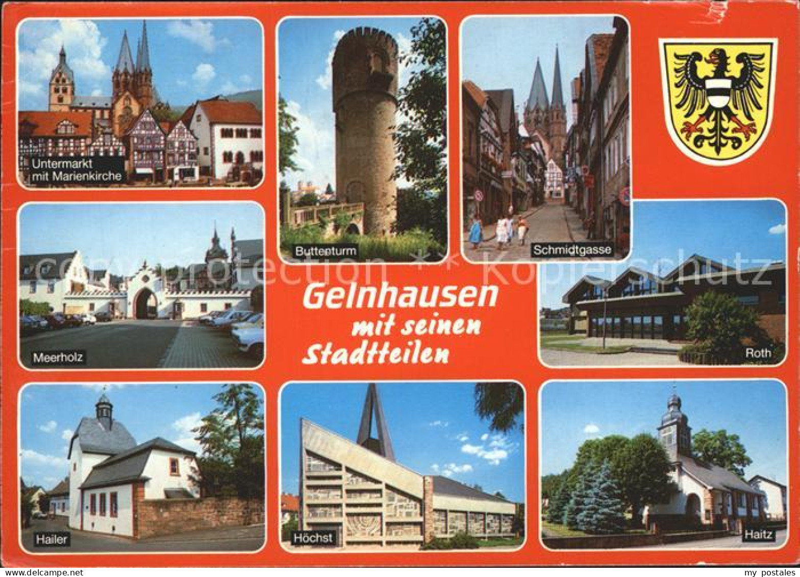 72253759 Gelnhausen Und Stadtteile Untermarkt Marienkirche Buttenturm Wappen Gel - Gelnhausen