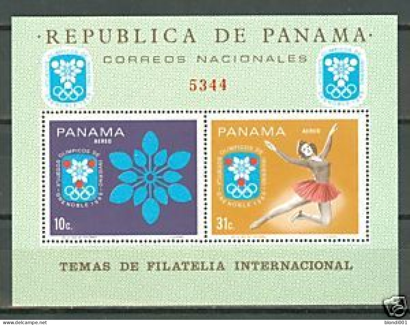 Olympics 1968 - Figure Skate - PANAMA - S/S MNH - Invierno 1968: Grenoble