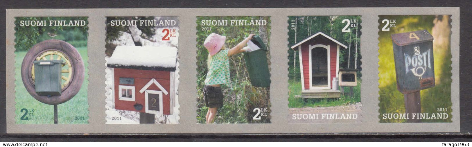 2011 Finland National Mailboxes Complete Strip Of 5 MNH @ BELOW FACE VALUE - Unused Stamps