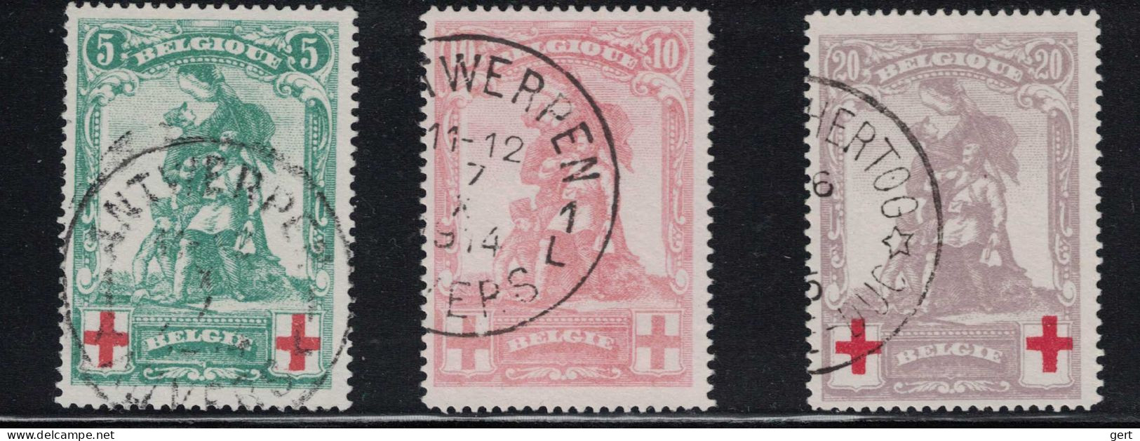 OBP / COB N° 126 - 128  O / Gestempeld / Oblitéré / Used VALS / FAUX / FAKE - 1914-1915 Red Cross