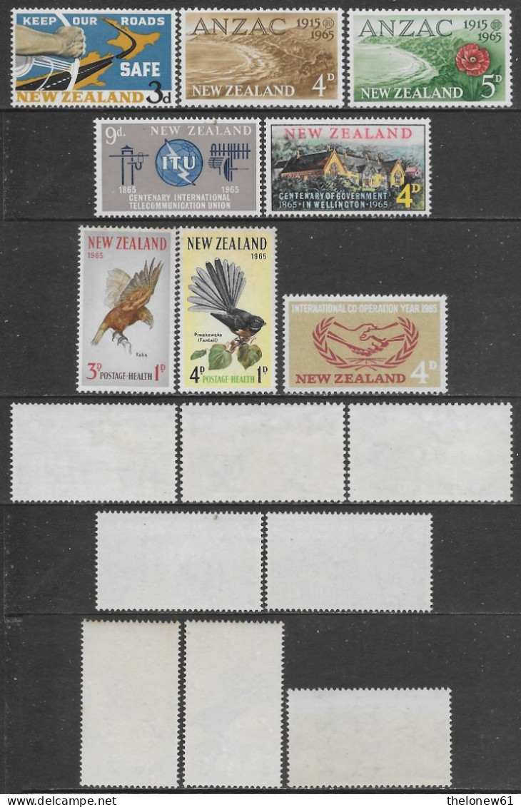 New Zealand 1964-1965 Road Safety Gallipoli ITU Birds Etc 8val Mi N.432,437-439,441-444 Complete Sets MNH ** - Neufs