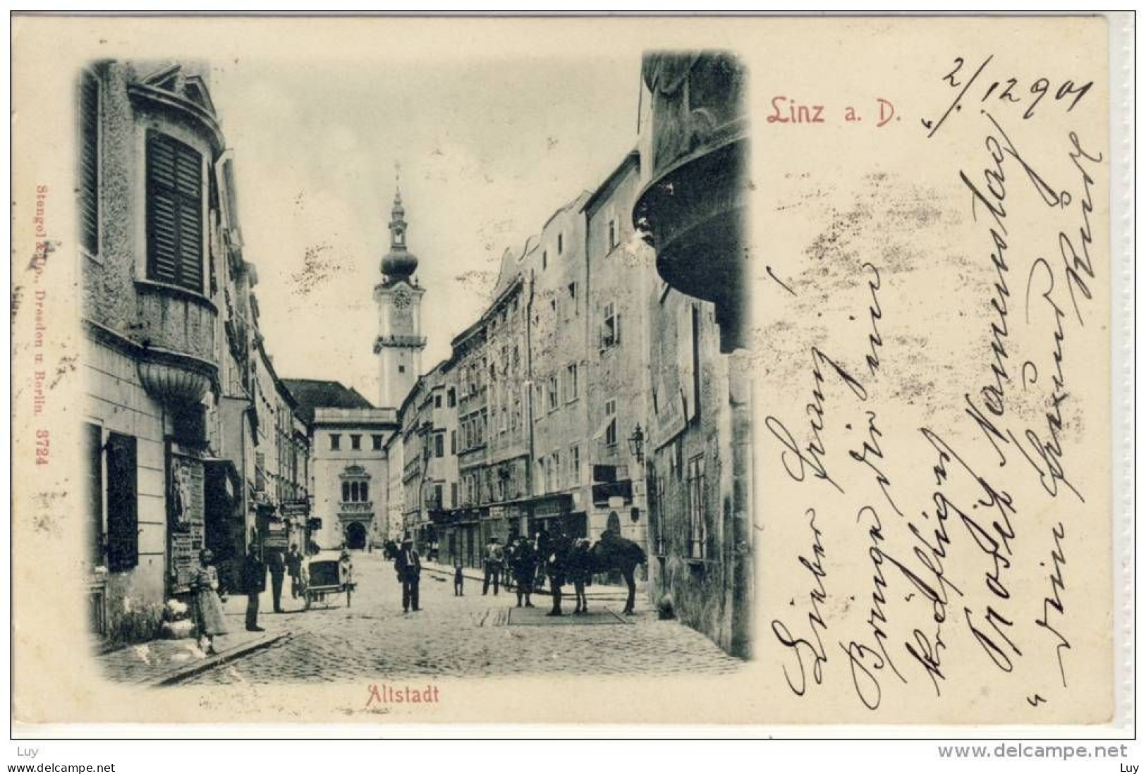 LINZ A. D. , POSTKARTE,  Altstadt, Litho, Gel. 1901 - Linz