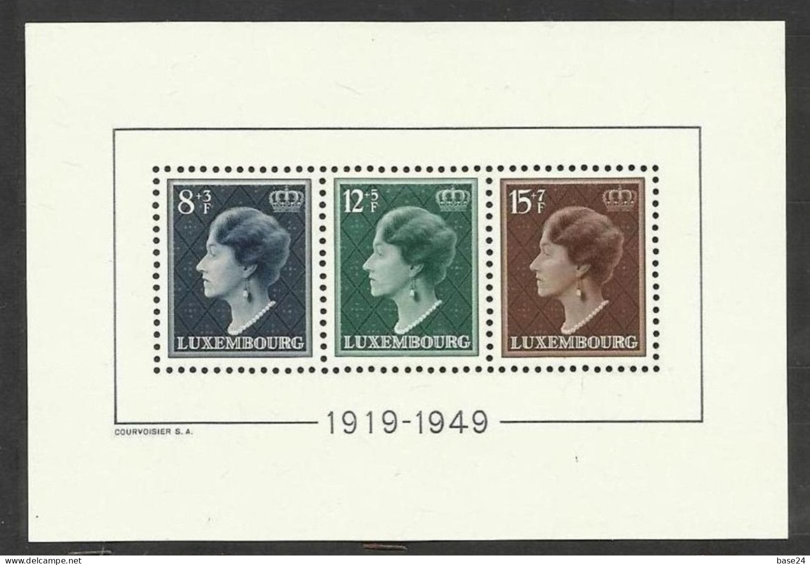 1949 Lussemburgo Luxembourg CHARLOTTE  GRANDUCHESSA CARLOTTA  Foglietto MNH** Souv. Sheet - 1948-58 Charlotte Linkerkant