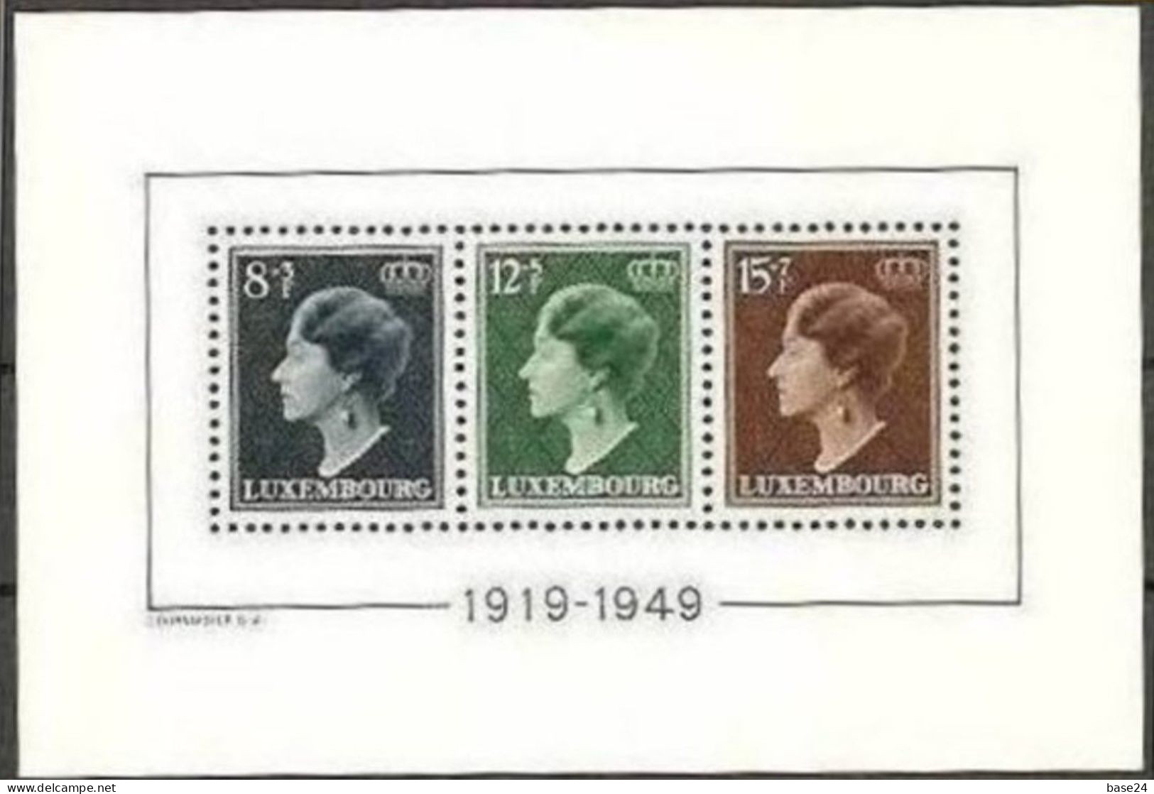 1949 Lussemburgo Luxembourg CHARLOTTE  GRANDUCHESSA CARLOTTA  Foglietto MNH** Souv. Sheet - 1948-58 Charlotte Linksprofil