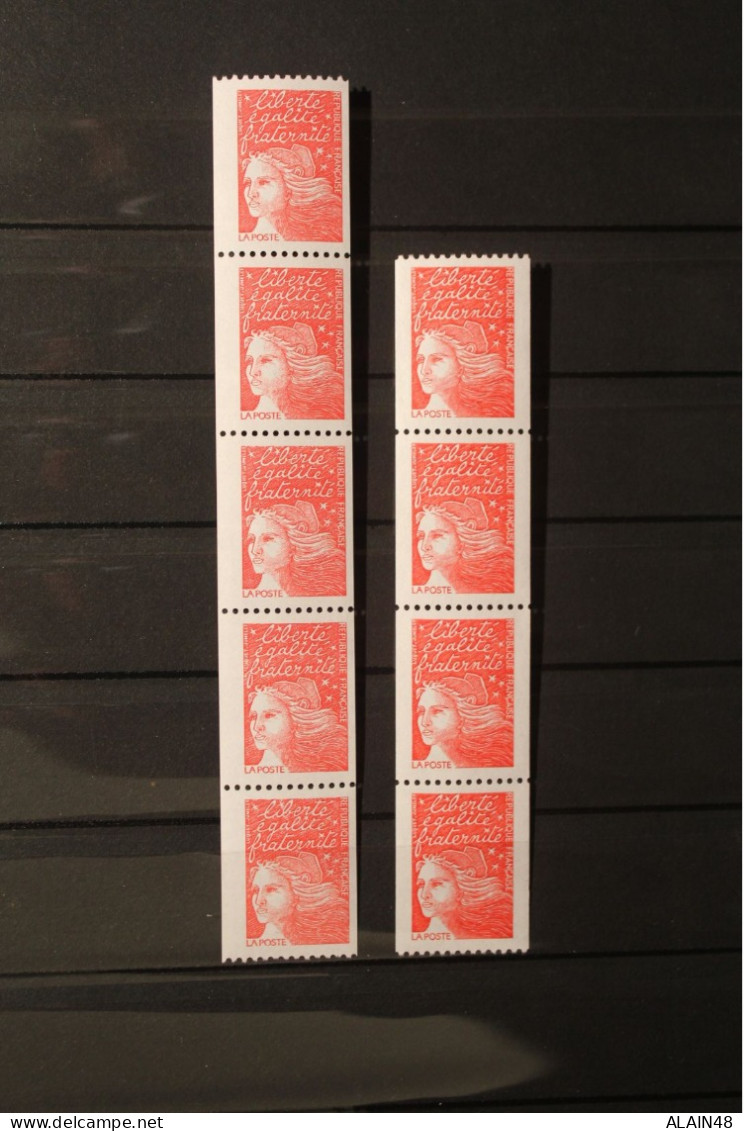 FRANCE 1997 N°3084 Bande De 5ex Avec 1ex N° Rouge Gros Décentrage A Droite Bdes Pho A Leurs Place + 1 Bande De 4ex Type - Unused Stamps
