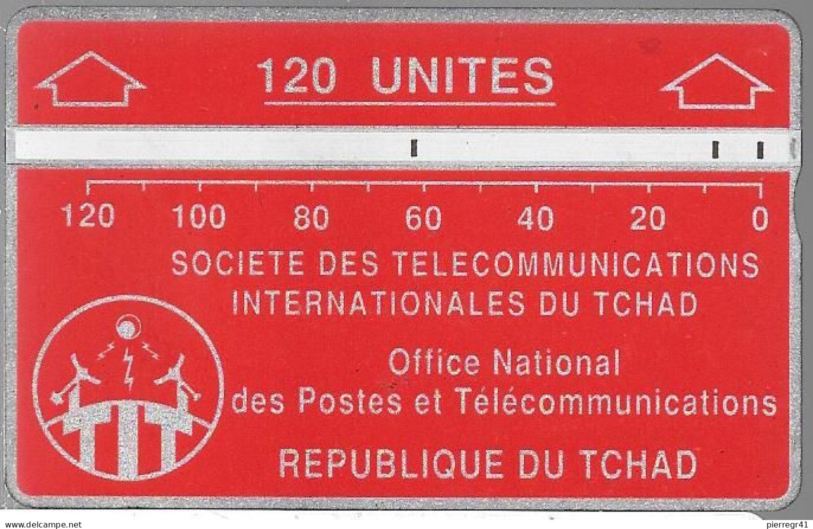 CARTE MAGNETIQUE-TCHAD-120U-ROUGE-V° N° En Bas A Droite Inversé-244C15601-UTILISE-TBE - Tschad