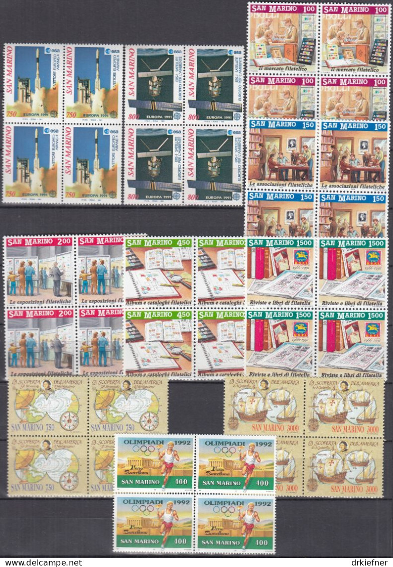 SAN MARINO  1465-1483, 1487-1490, 4erBlock, Postfrisch **, Jahrgang 1991 Komplett - Ungebraucht