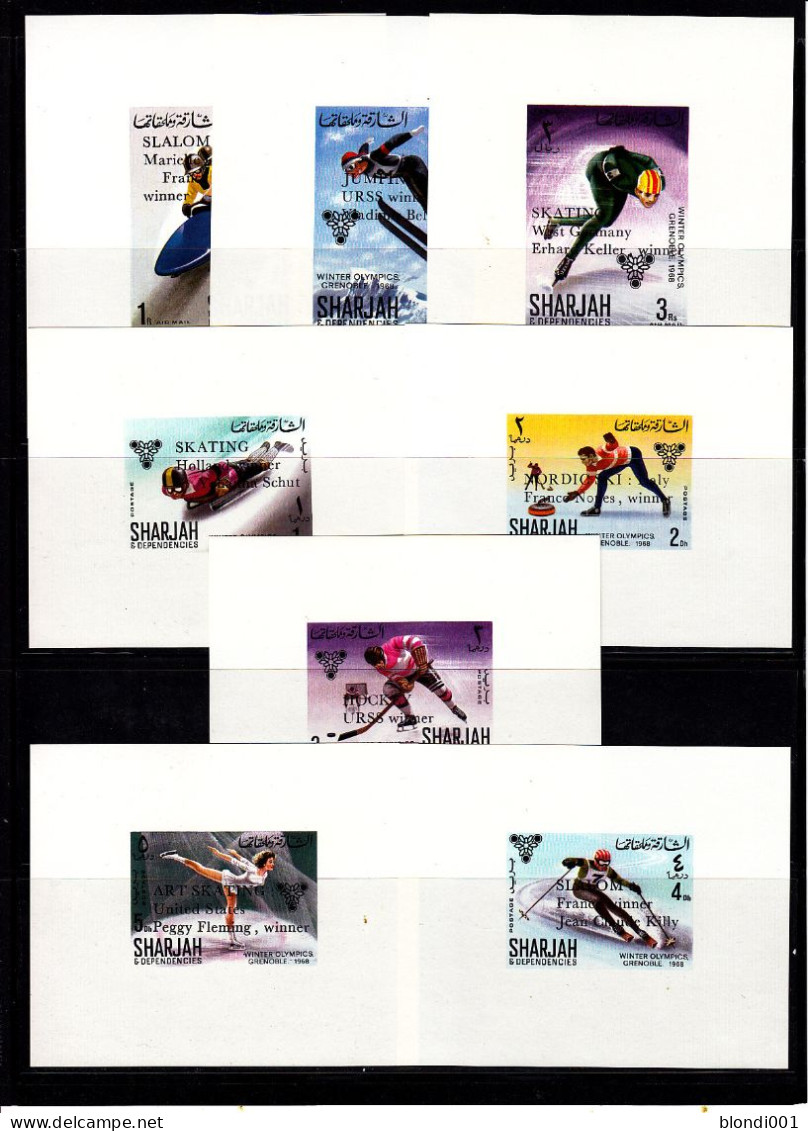 Olympics 1968 - Ice Hockey - SHARJAH - Set Of 8 S/S Imp. Ovp MNH - Winter 1968: Grenoble