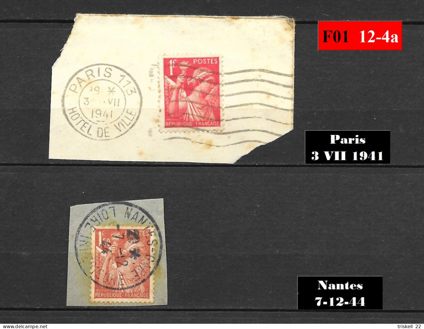 Type Iris N° 433  Et N°  652 : Belles Oblitérations De Paris Hôtel De Ville Et De Nantes Gare - 1939-44 Iris