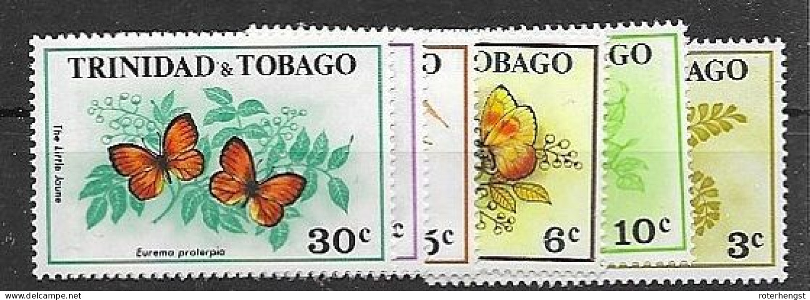 Trinidad & Tobago Mint Very Low Hinge Trace * 1972 (12 Euros) Butterfly Set - Trindad & Tobago (1962-...)