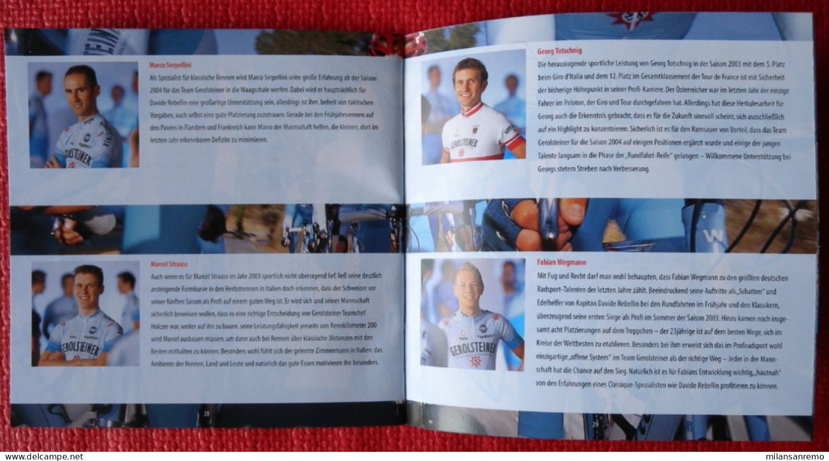 CYCLISME: CYCLISTE : LIVRET DE PRESENTATION EQUIPE GEROLSTEINER 2004 - Cyclisme