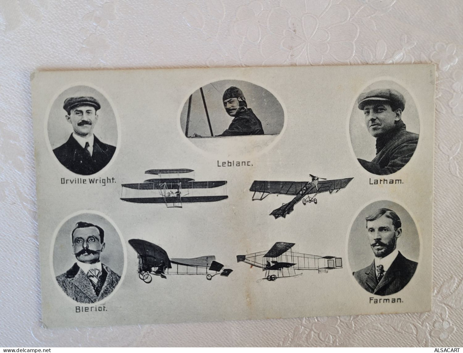 Carte Postale Aviation , 5 Aviateurs , Bleriot, Wright , Leblanc Larham, Farman - Other & Unclassified